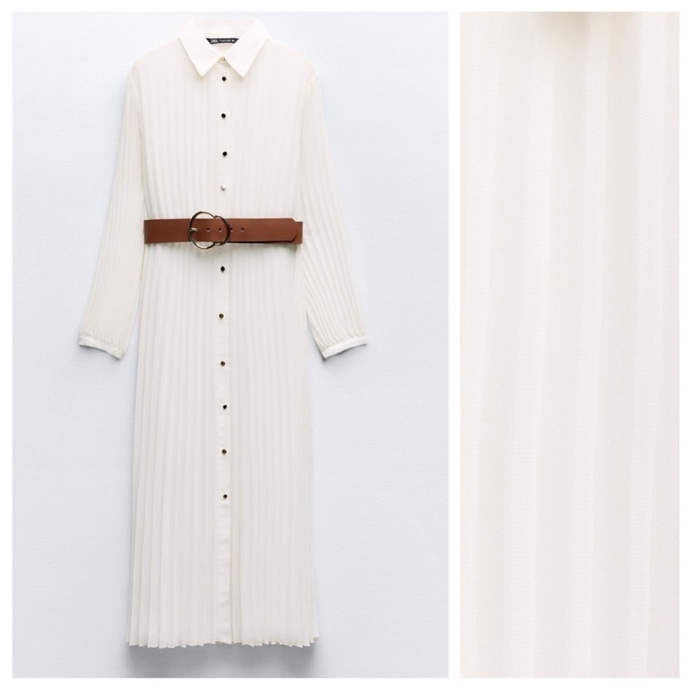 New! Zara medium every pleated midi dress with belt. - Picture 8 of 14